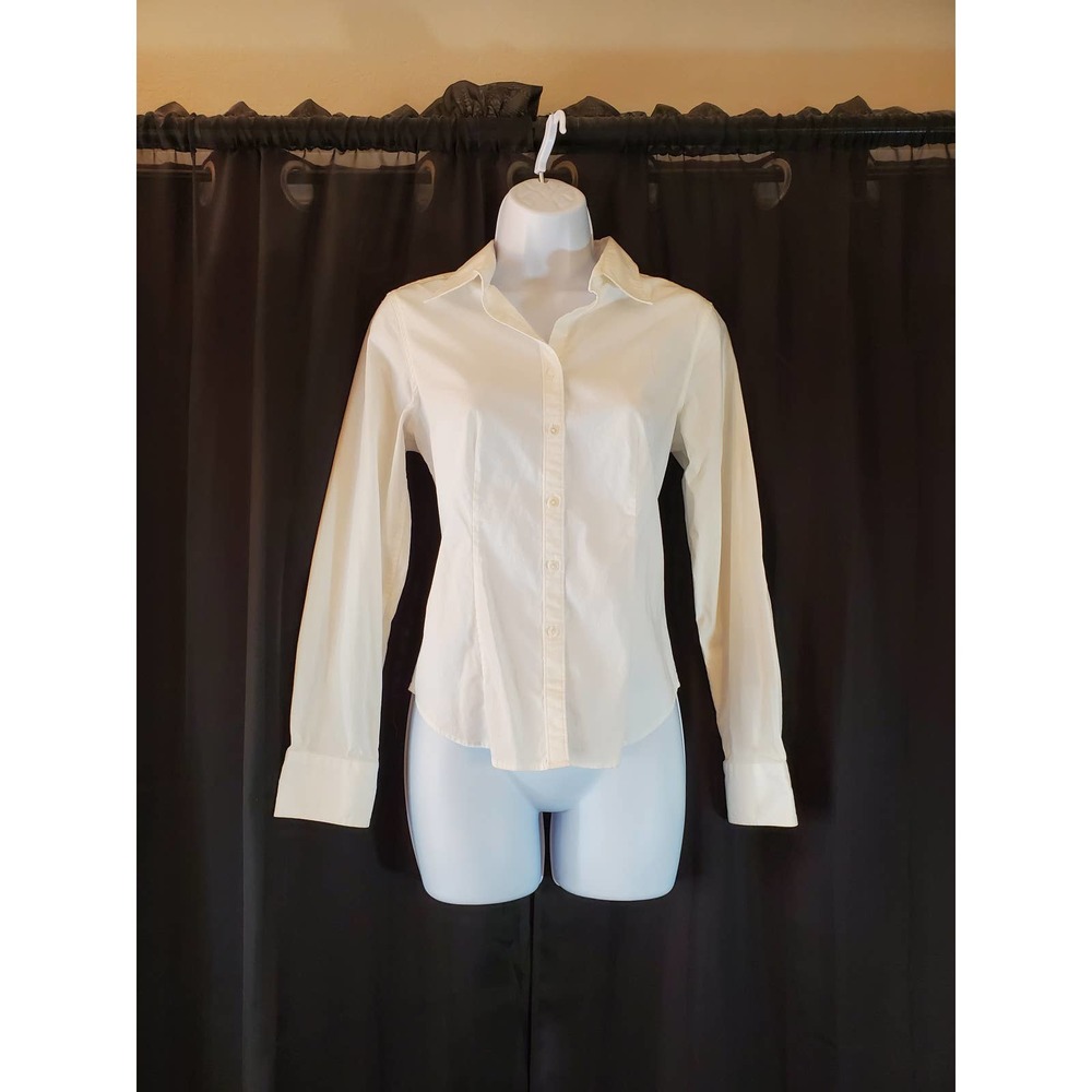 Talbots 8P Stretch White Button-down with Elbow Patches
